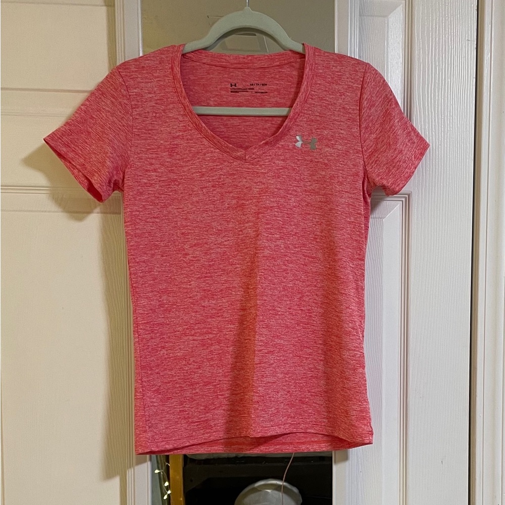 Pink Under Armour exercise shirt